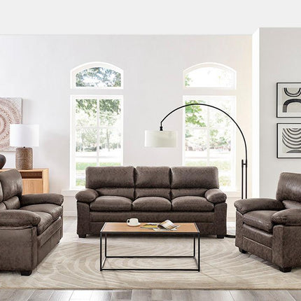 Oxford Bonded Faux Leather Sofa Suite - Chocolate Brown-Bargainia.com