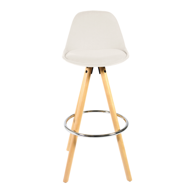 Barcelona Bar Stools Matte Velvet - Ivory White