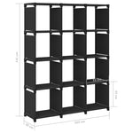 12 - Cube Display Shelf Black 103x30x141 cm Fabric - Bargainia.com - 