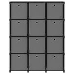 12 - Cube Display Shelf with Boxes Black 103x30x141 cm Fabric - Bargainia.com - 