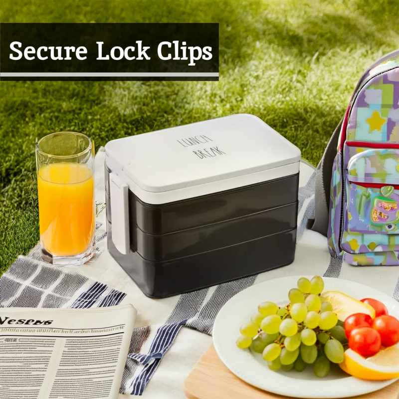 Grub Tub Black Lunch Box With Cutlery