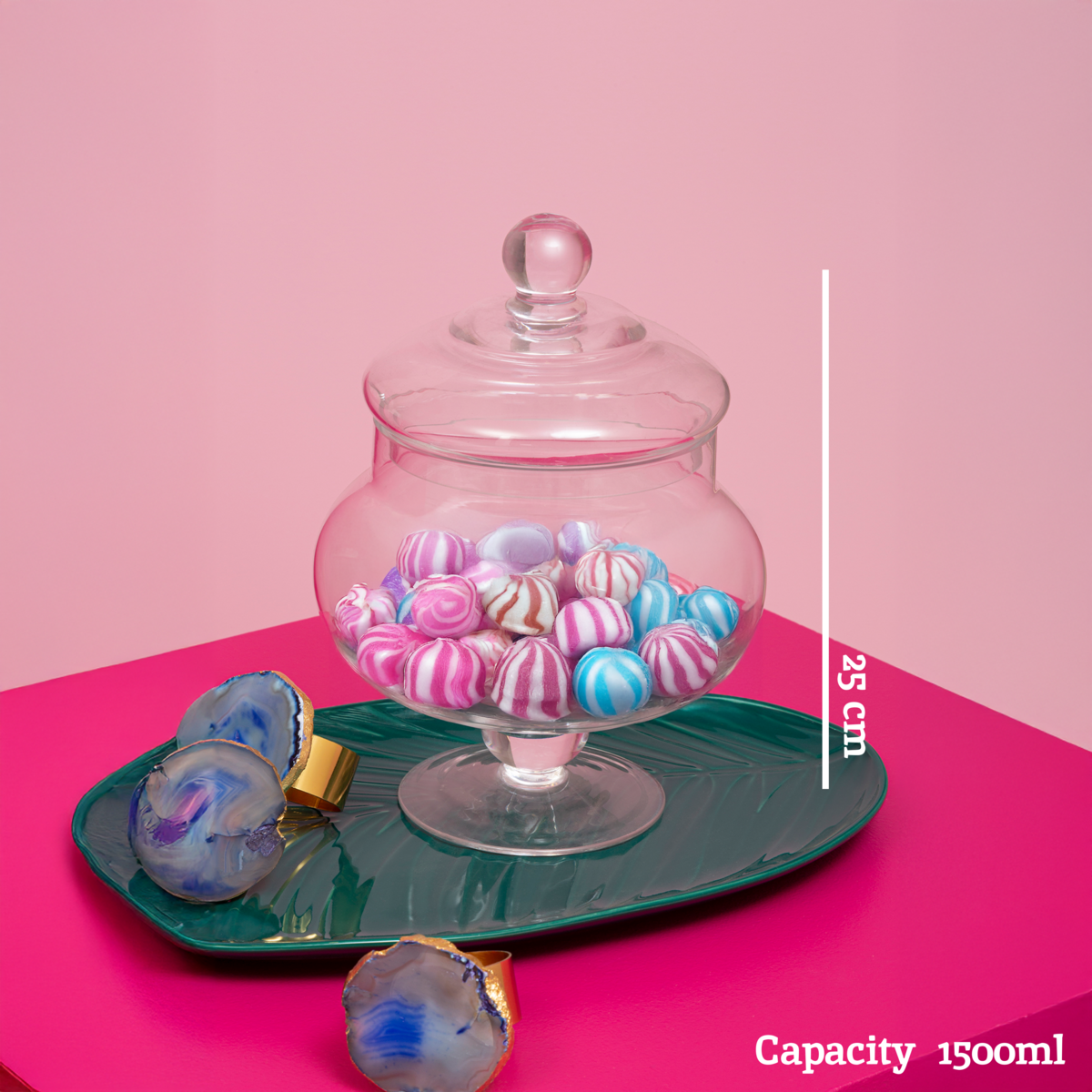 Olivia Clear Glass Candy Small Storage Jar