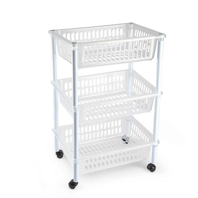 3 Tier Basket Pantry Storage Trolley - Clear-8414926462477-Bargainia.com