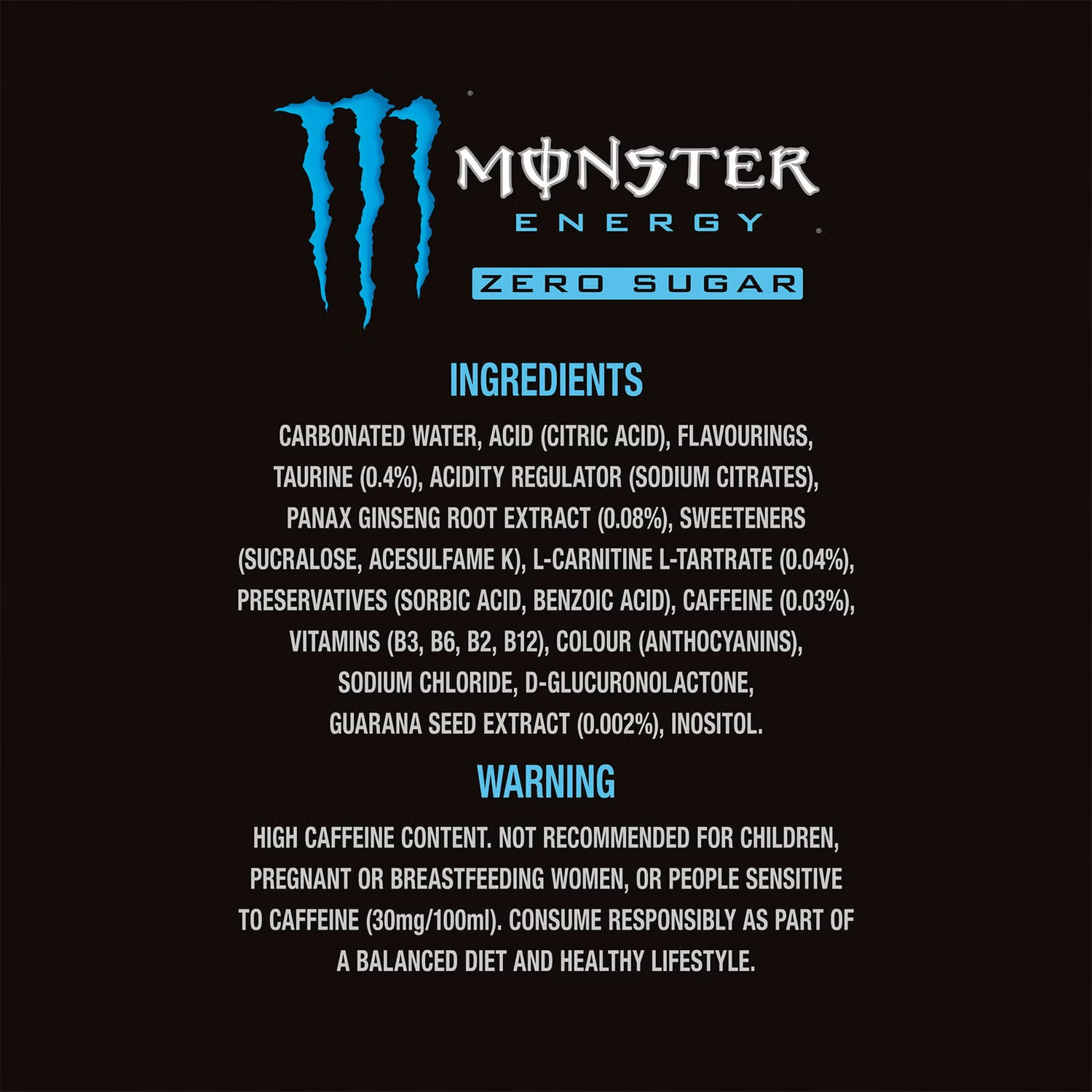 Monster Energy Drink Absolutely Zero 12 x 500ml Drinks Partner