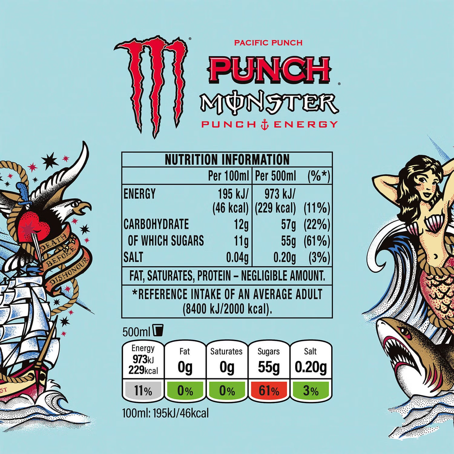 Monster Energy Drink - Pacific Punch 12 x 500ml Drinks Partner