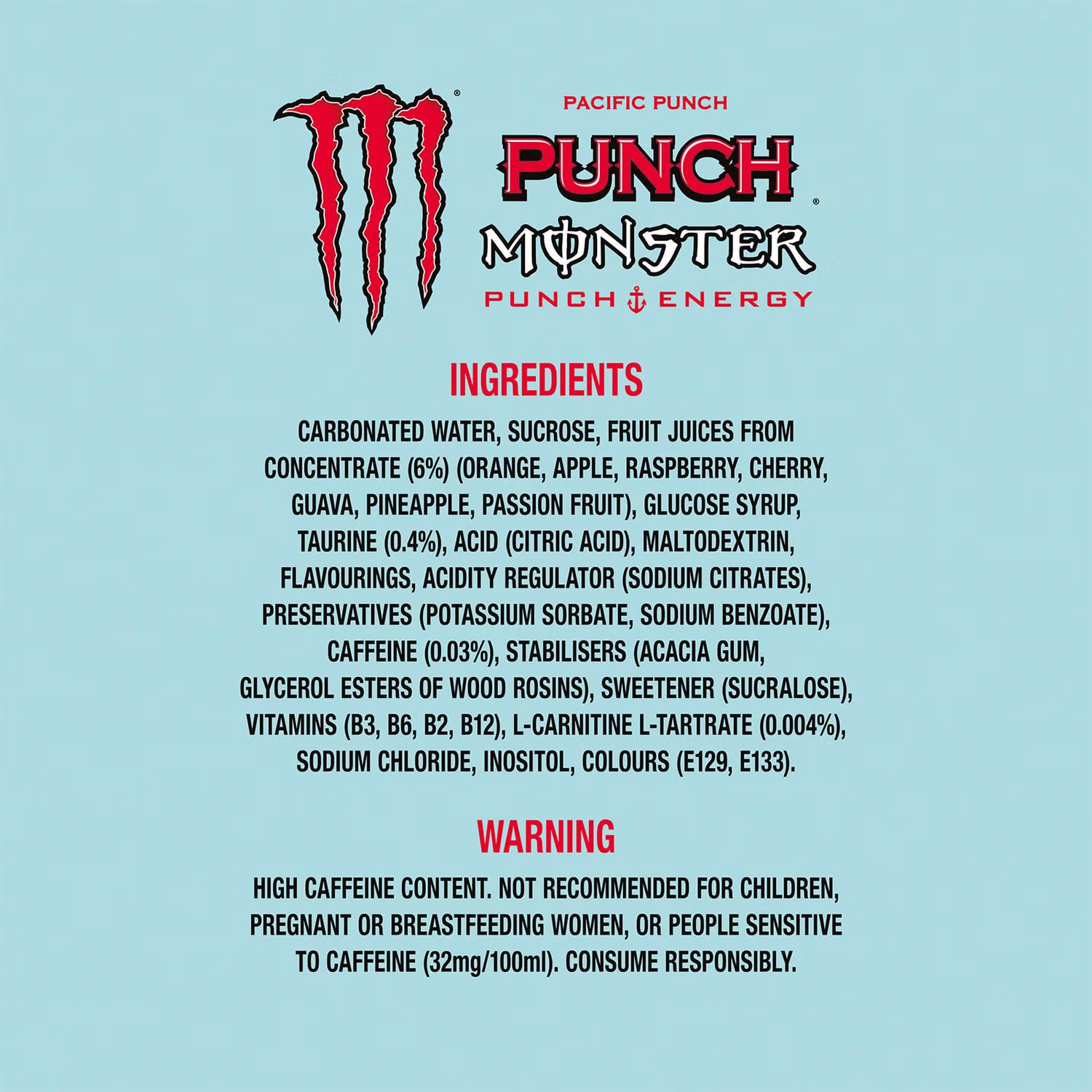 Monster Energy Drink - Pacific Punch 12 x 500ml Drinks Partner