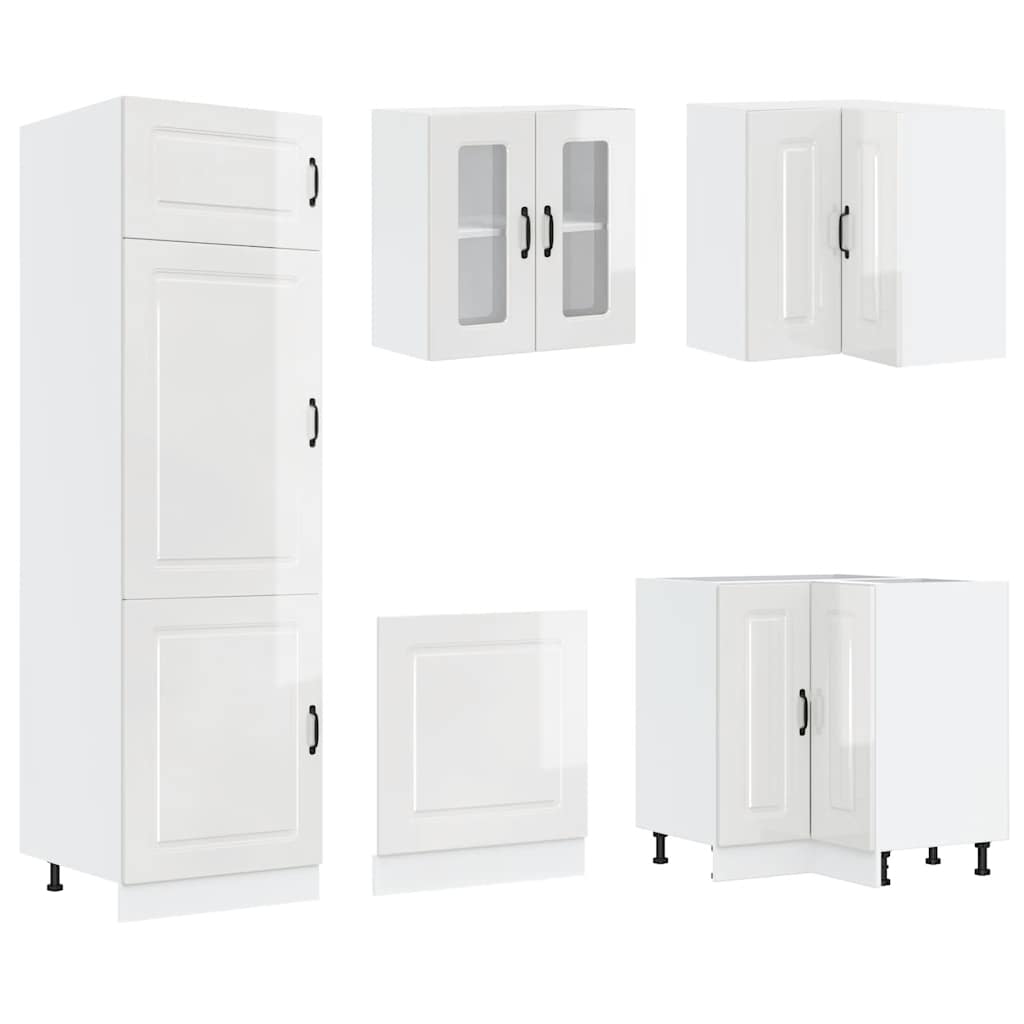 14 Piece Kitchen Cabinet Set Kalmar Gloss White Engineered Wood - Bargainia.com - 8721158505811 - 3314973