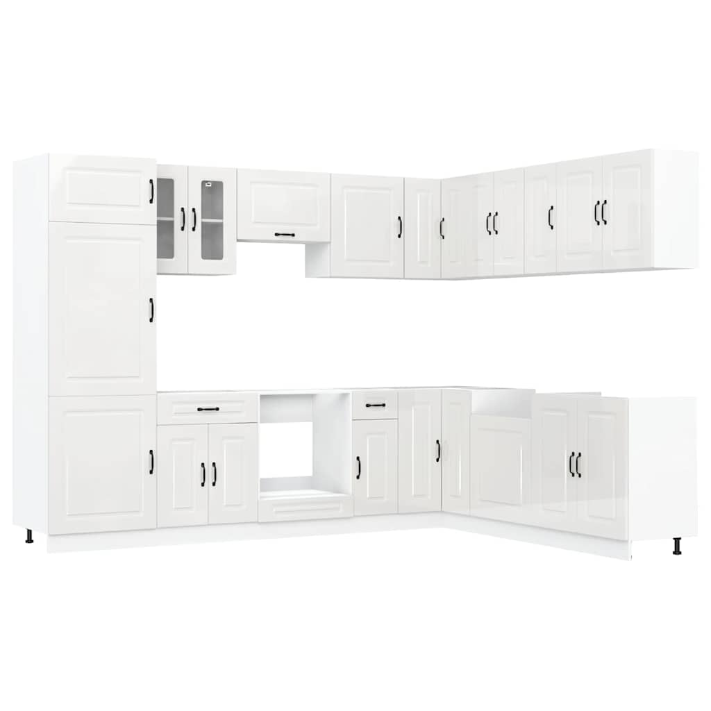 14 Piece Kitchen Cabinet Set Kalmar Gloss White Engineered Wood - Bargainia.com - 8721158505811 - 3314973