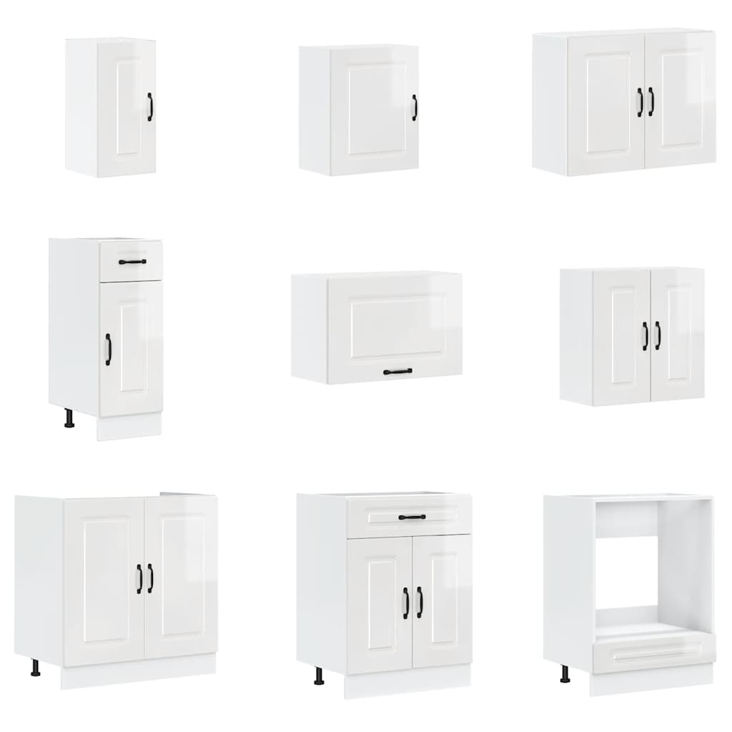 14 Piece Kitchen Cabinet Set Kalmar Gloss White Engineered Wood - Bargainia.com - 8721158505811 - 3314973