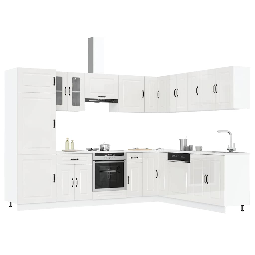 14 Piece Kitchen Cabinet Set Kalmar Gloss White Engineered Wood - Bargainia.com - 8721158505811 - 3314973