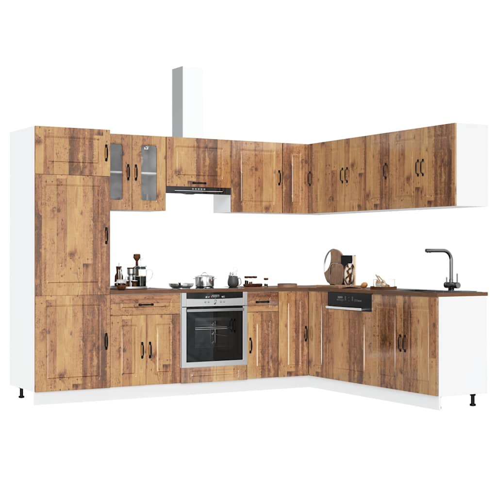 14 Piece Kitchen Cabinet Set Kalmar Old Wood Engineered Wood - Bargainia.com - 