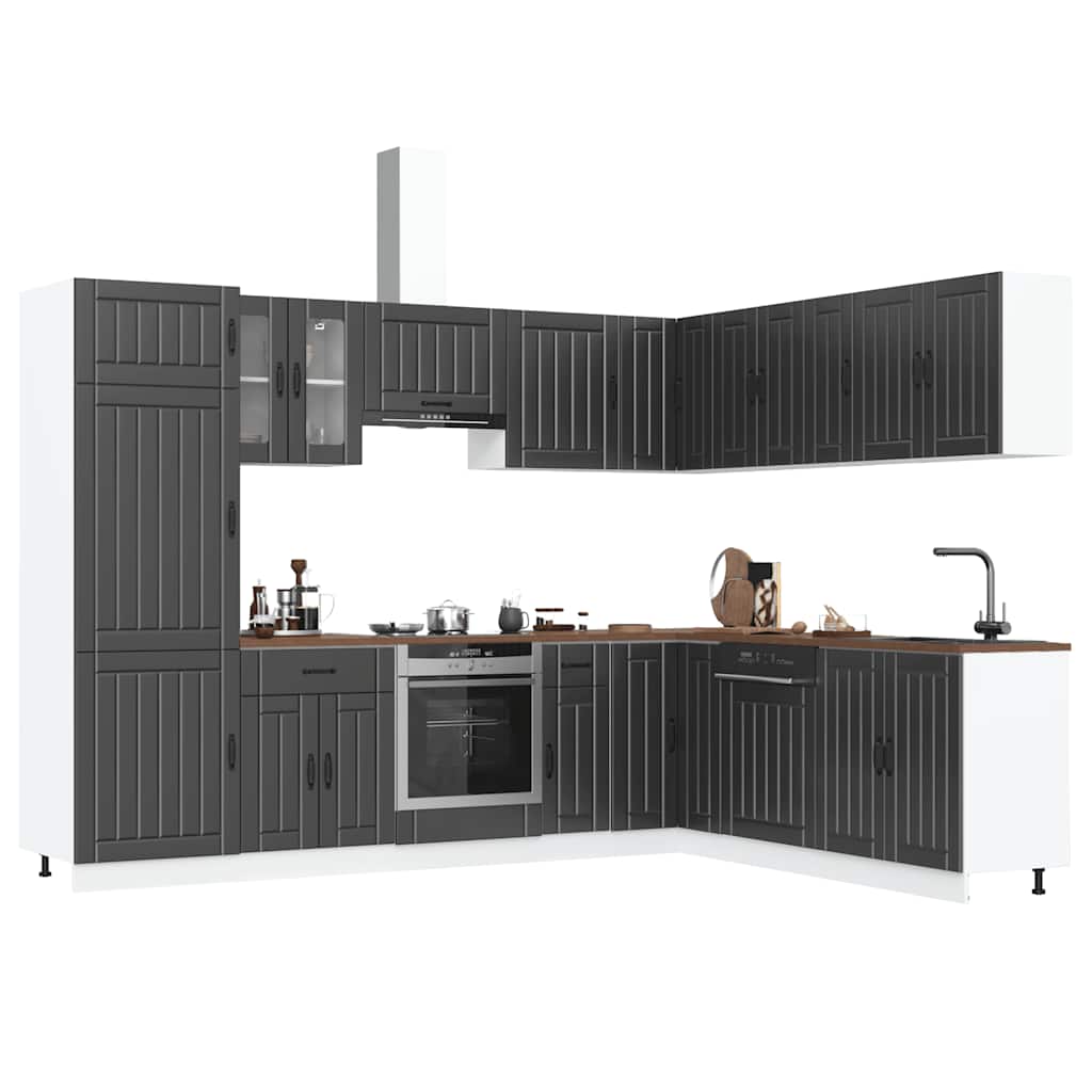14 Piece Kitchen Cabinet Set Lucca Black Engineered Wood - Bargainia.com - 8721158505903 - 3314982
