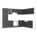 14 Piece Kitchen Cabinet Set Lucca Black Engineered Wood - Bargainia.com - 