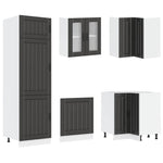 14 Piece Kitchen Cabinet Set Lucca Black Engineered Wood - Bargainia.com - 