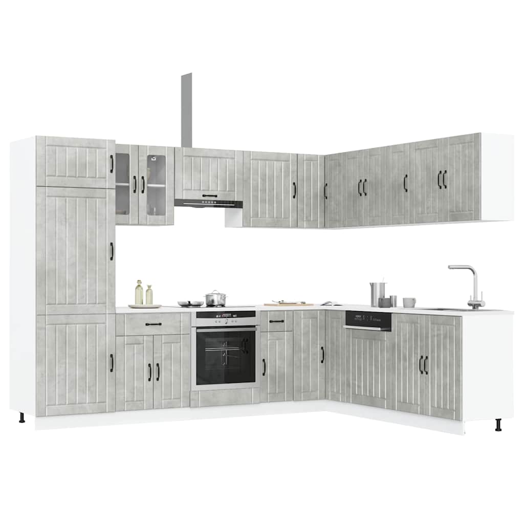 14 Piece Kitchen Cabinet Set Lucca Concrete Grey Engineered Wood - Bargainia.com - 8721158505934 - 3314985