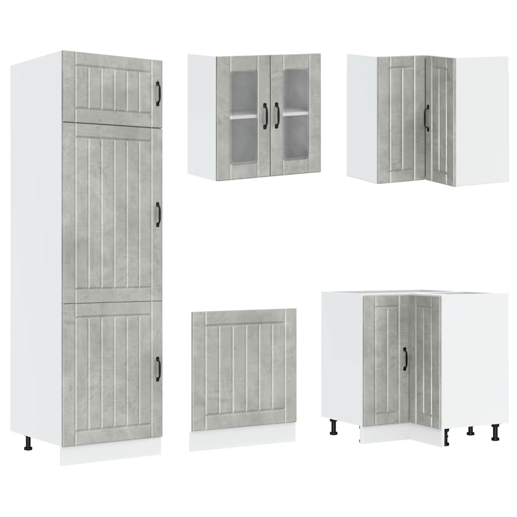 14 Piece Kitchen Cabinet Set Lucca Concrete Grey Engineered Wood - Bargainia.com - 