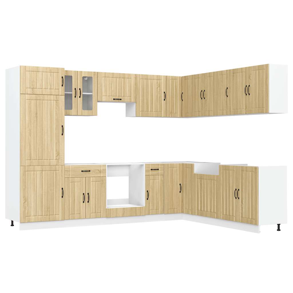 14 Piece Kitchen Cabinet Set Lucca Sonoma Oak Engineered Wood - Bargainia.com - 