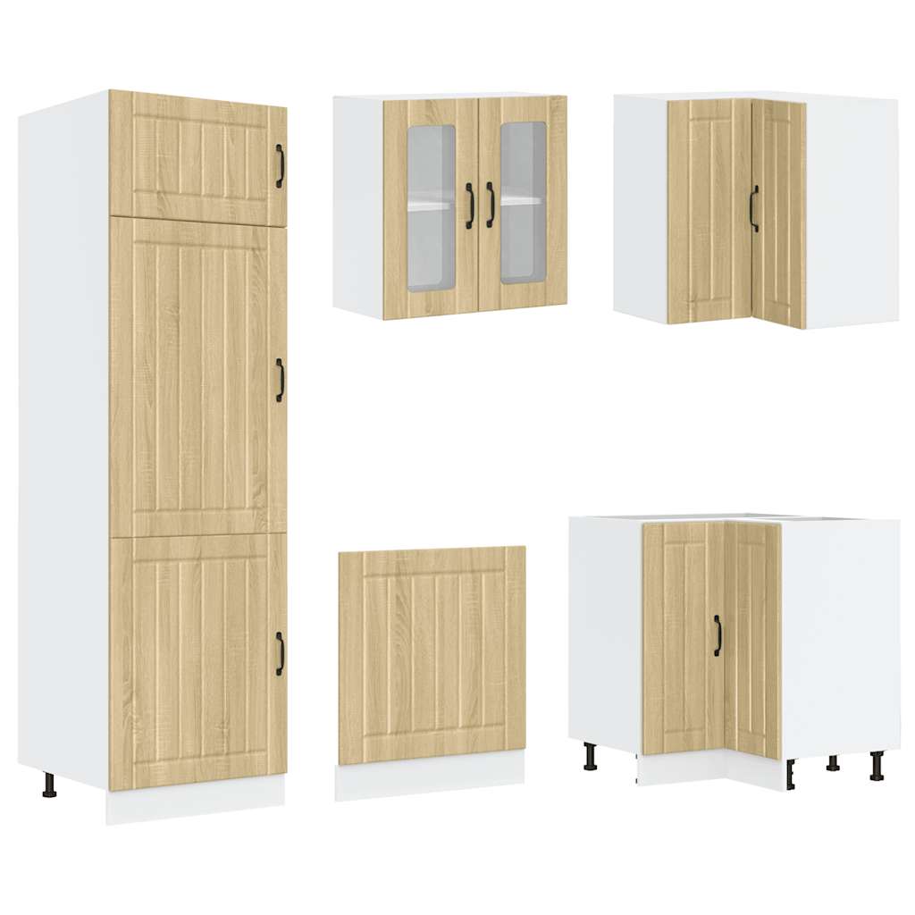 14 Piece Kitchen Cabinet Set Lucca Sonoma Oak Engineered Wood - Bargainia.com - 