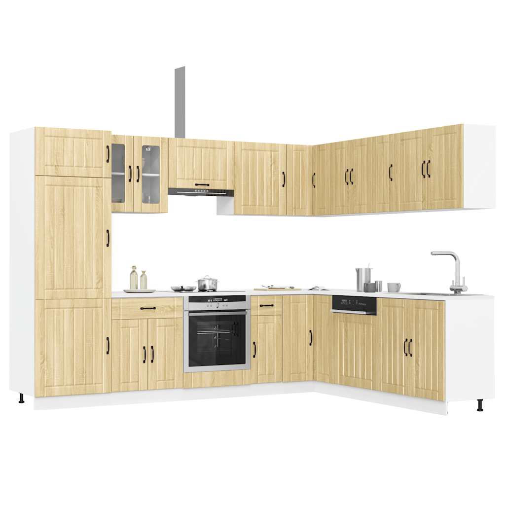 14 Piece Kitchen Cabinet Set Lucca Sonoma Oak Engineered Wood - Bargainia.com - 