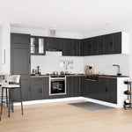 14 Piece Kitchen Cabinet Set Porto Black Engineered Wood - Bargainia.com - 