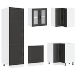 14 Piece Kitchen Cabinet Set Porto Black Engineered Wood - Bargainia.com - 