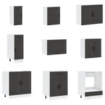 14 Piece Kitchen Cabinet Set Porto Black Engineered Wood - Bargainia.com - 