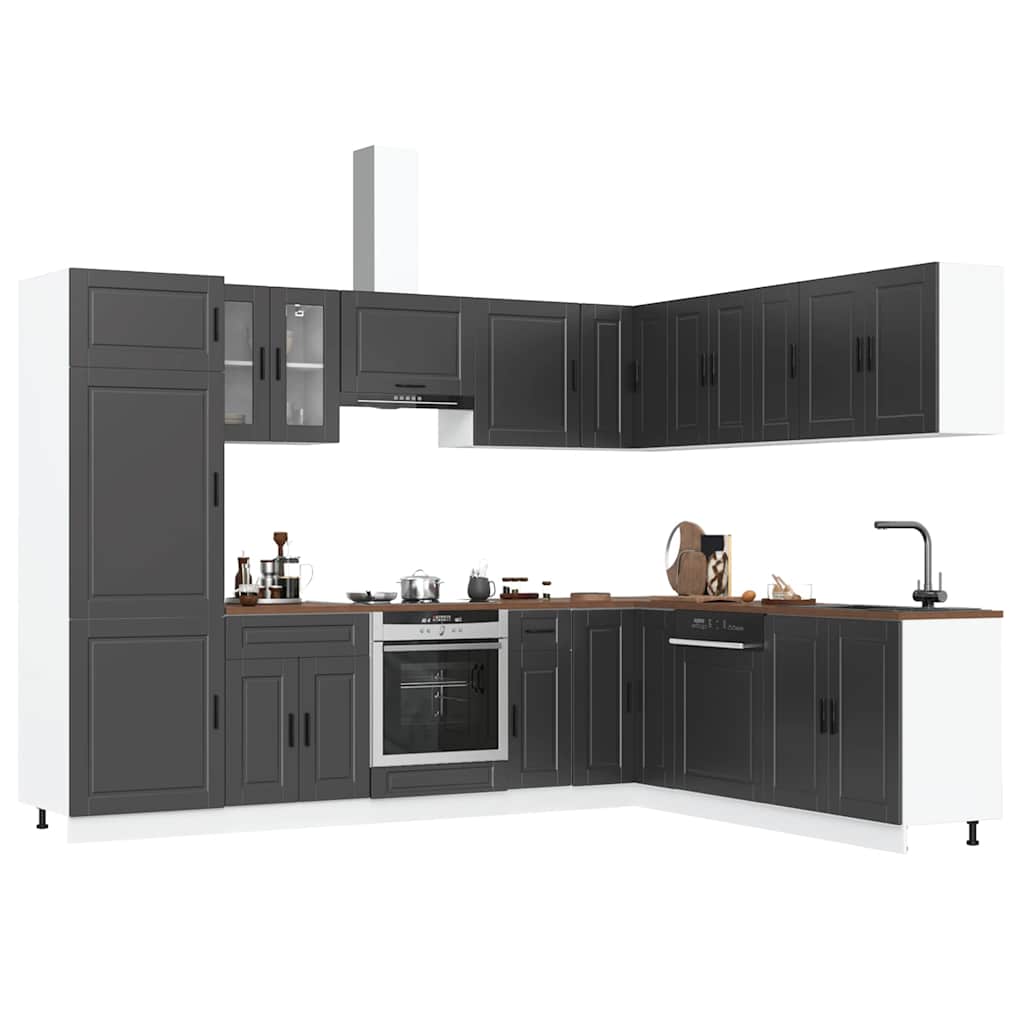 14 Piece Kitchen Cabinet Set Porto Black Engineered Wood - Bargainia.com - 8721158506009 - 3314992
