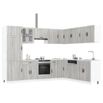 14 Piece Kitchen Cabinet Set Porto Grey Sonoma Engineered Wood - Bargainia.com - 