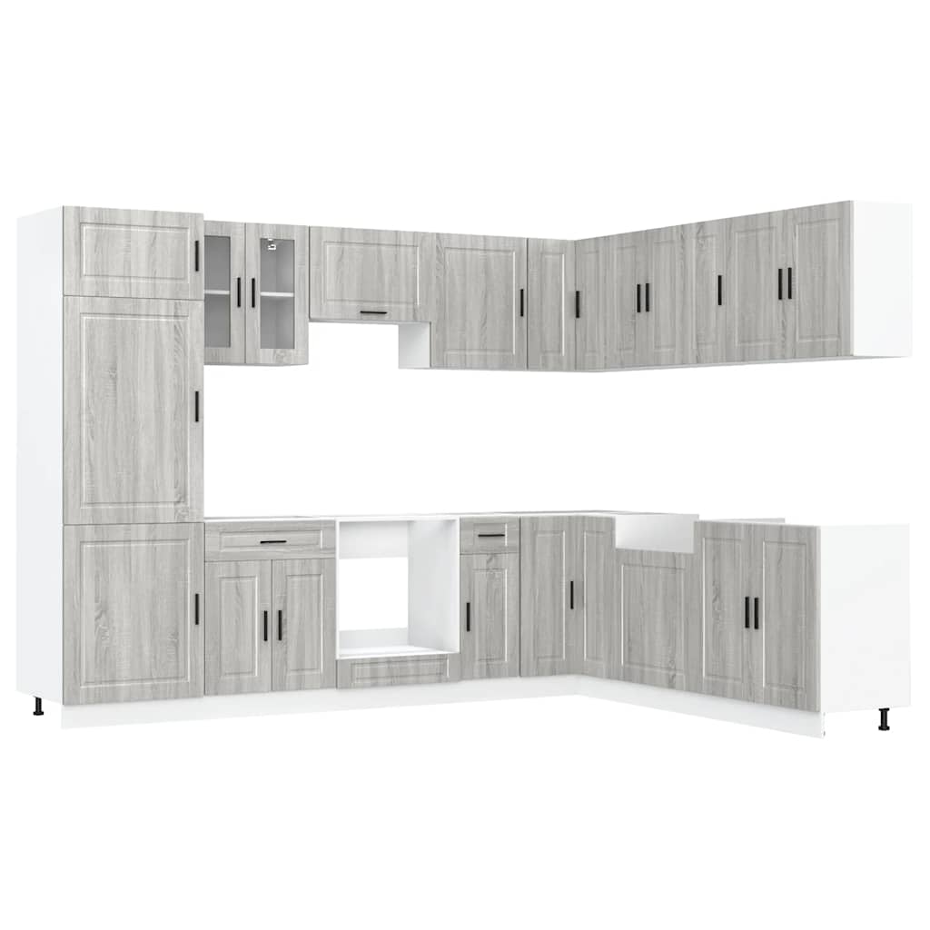 14 Piece Kitchen Cabinet Set Porto Grey Sonoma Engineered Wood - Bargainia.com - 