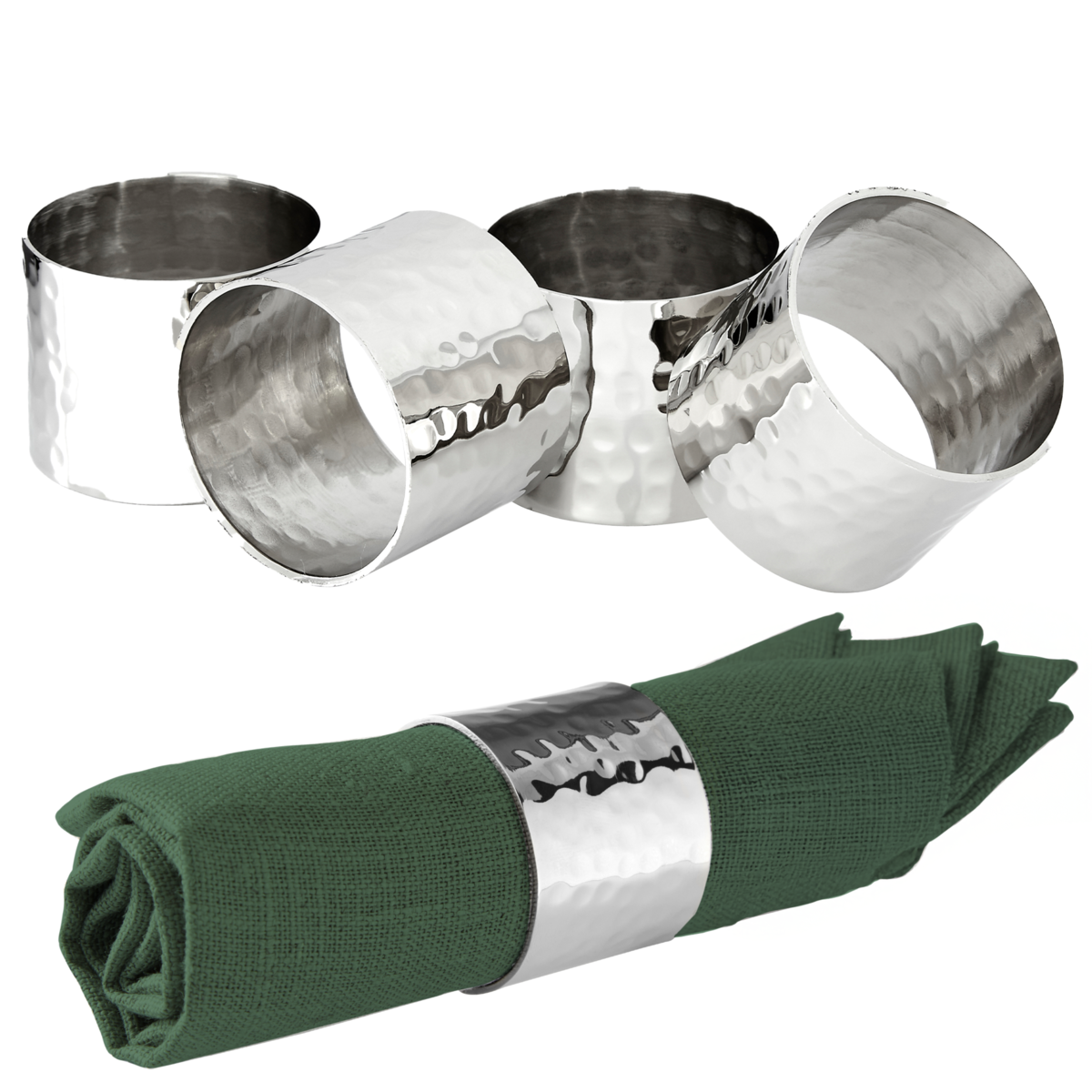 Set Of Four Silver Finish Napkin Rings