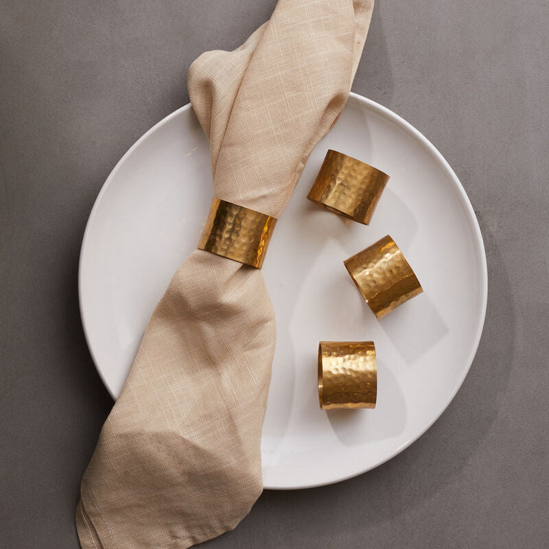 Set Of Four Brass Finish Napkin Rings
