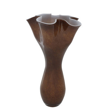 Flared Chocolate Brown Glass Vase
