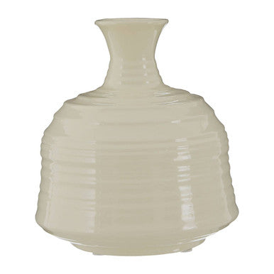 Dusk Cream Small Ribbed Ceramic Vase