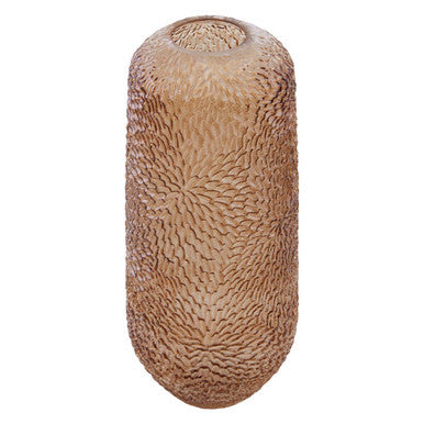Colbie Large Embossed Amber Glass Vase