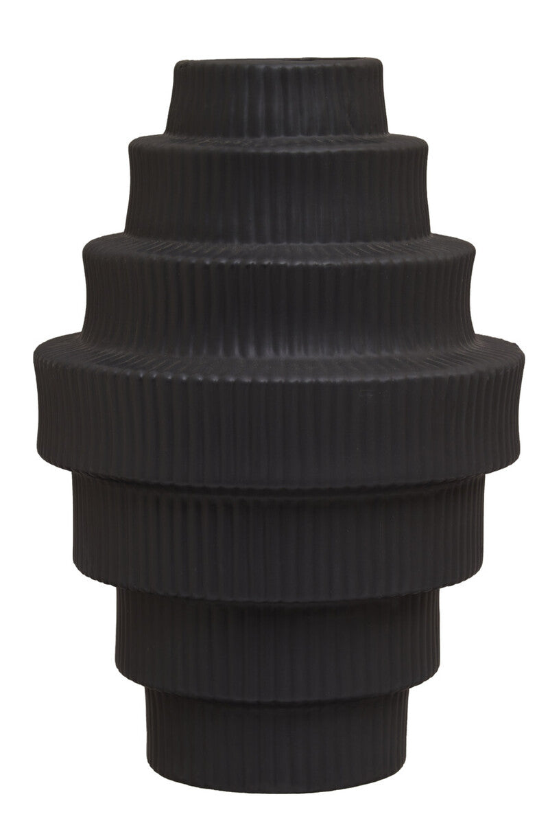 Fabia Black Large Step Design Vase
