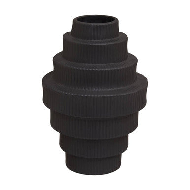 Fabia Black Large Step Design Vase