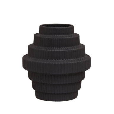 Fabia Black Small Step Design Vase