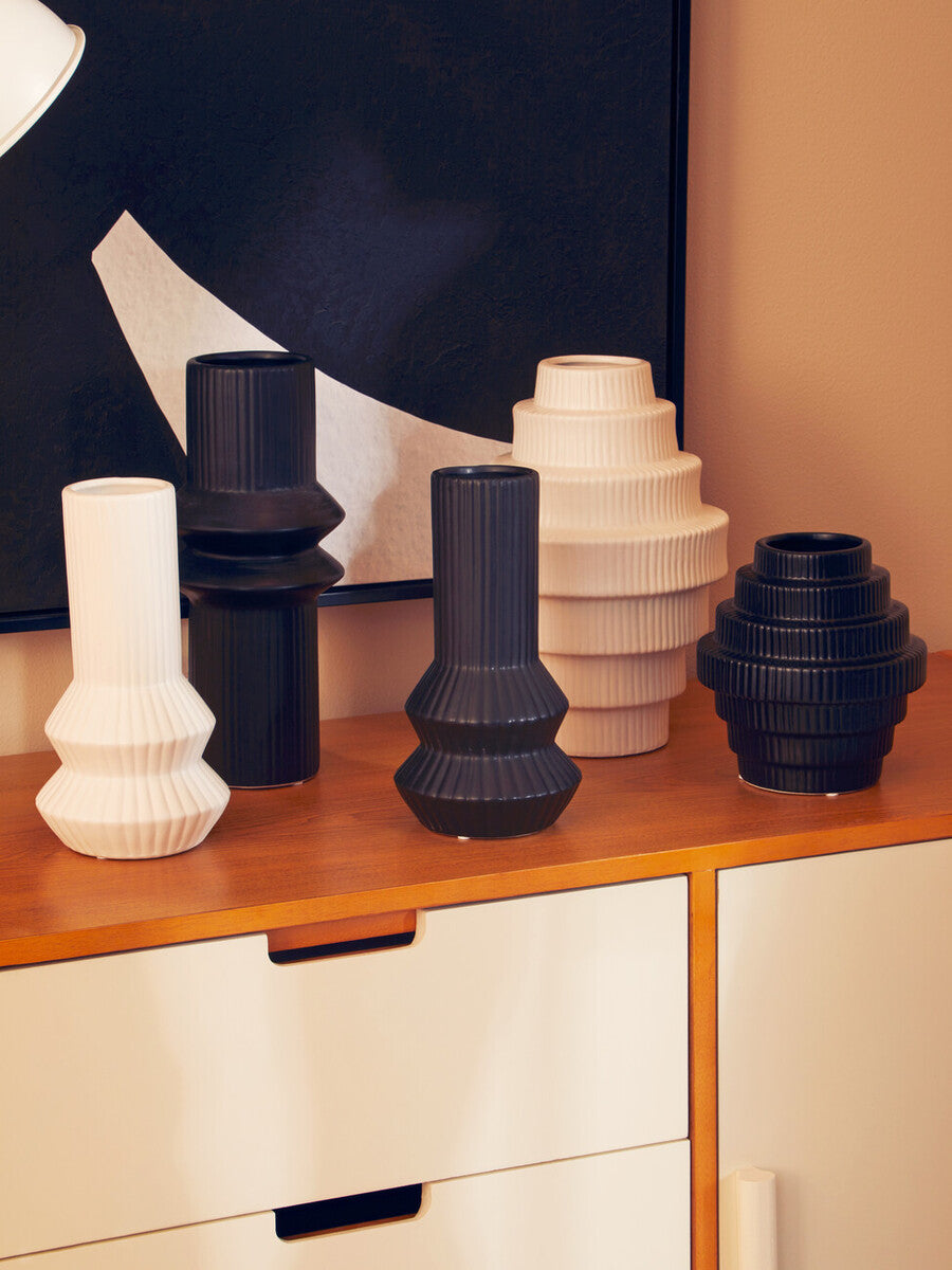 Fabia White Large Step Design Vase