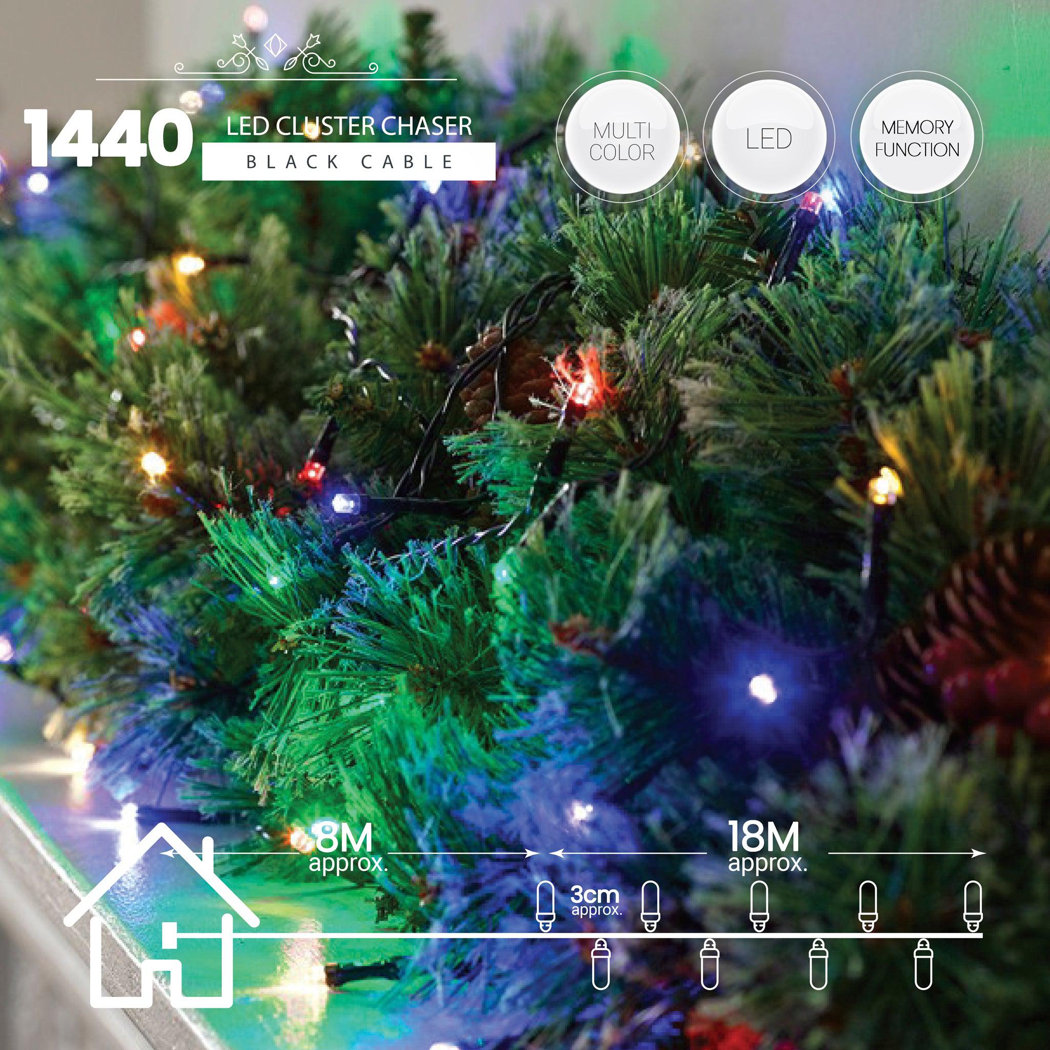 1440 LED Cluster Lights Indoor/Outdoor - Multi Colour - 18m Lighting Clearance