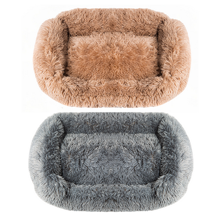 Super Soft Fluffy Comfort Calming Rectangle Bed For Dogs Cats-Bargainia.com