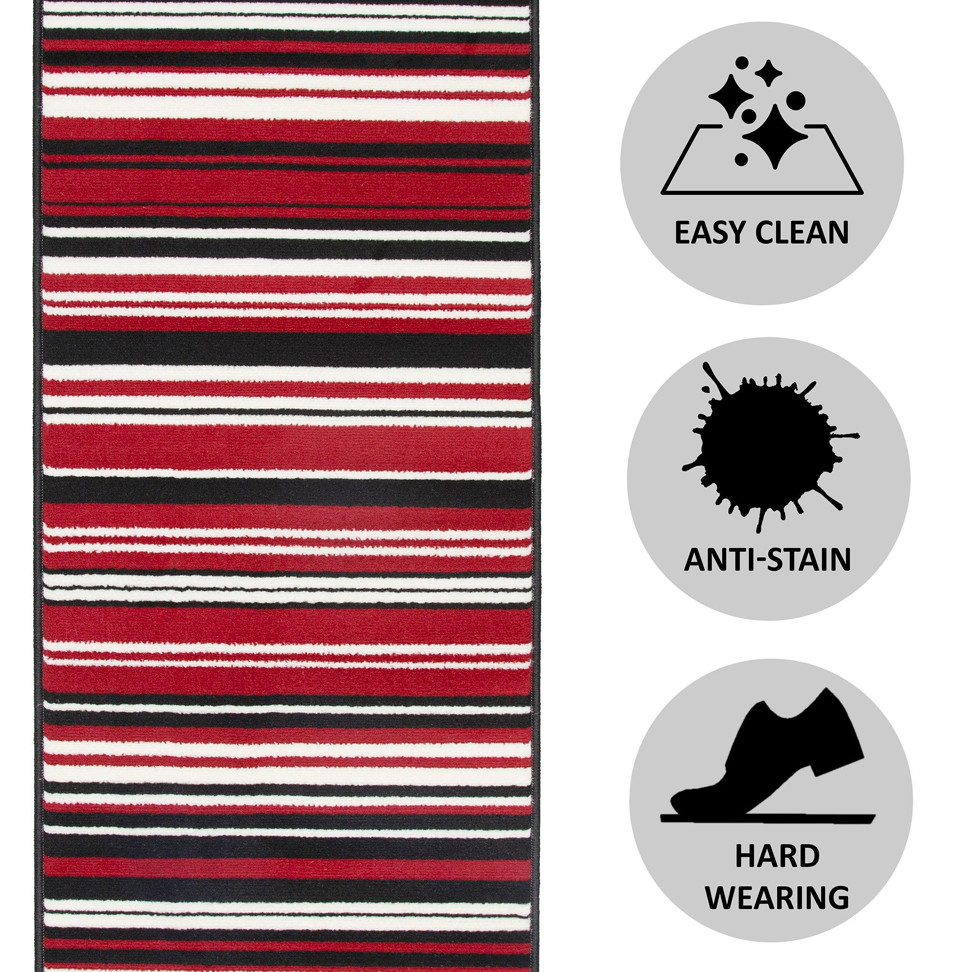 Red Lines Hard Wearing Runner Mat - Texas Stair Runner Rug Masters