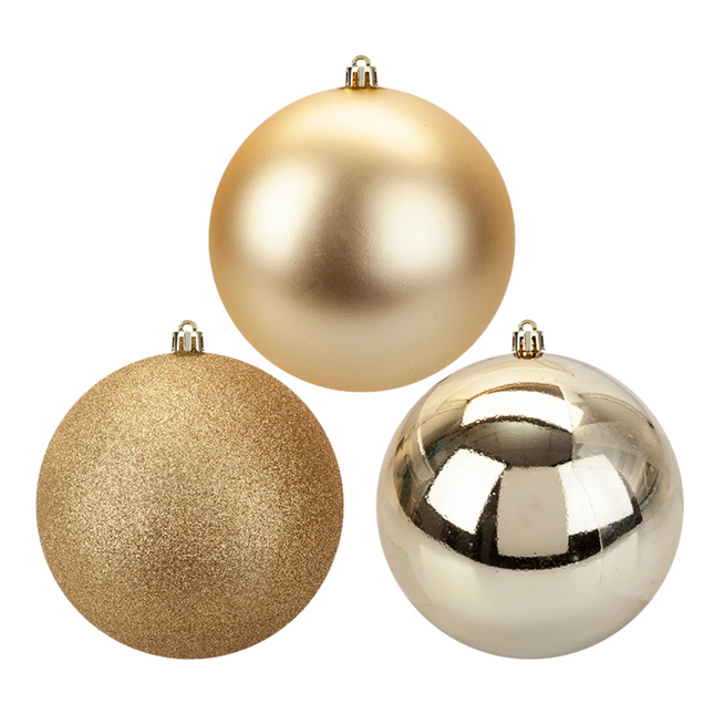 Christmas Baubles Large Gold 3 Pack 12cm