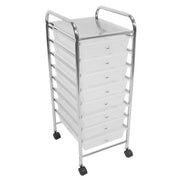 8 White Plastic Drawers Trolley