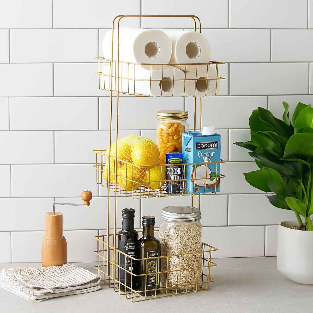 Kirby Three Tier Gold Finish Storage Caddy