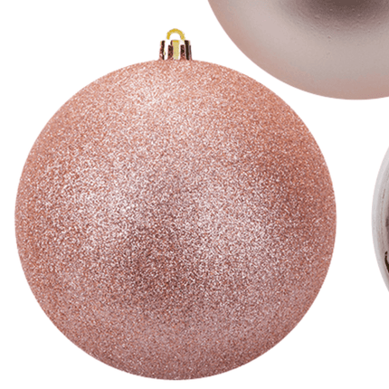 Christmas Baubles Large Rose Gold 3 Pack 12cm