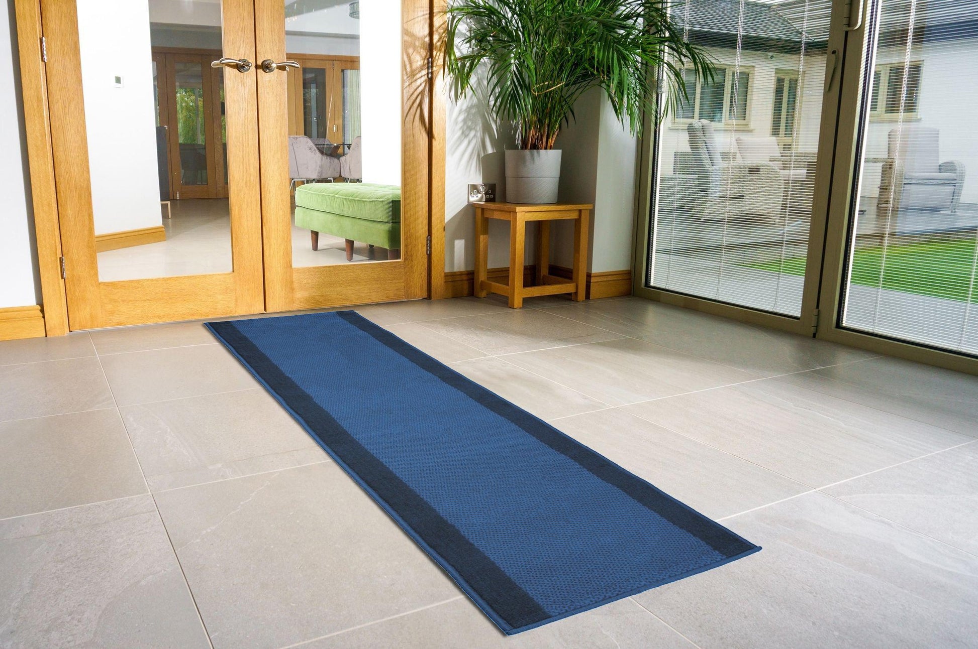 Stair Runner Hard Wearing Kitchen Mat - Texas Navy Border Stair Runner Rug Masters