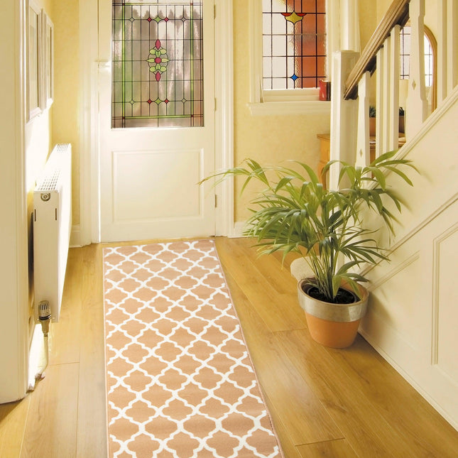 Beige Trellis Stair Runner / Kitchen Mat - Texas (Custom Sizes Available)-5056150272151-Bargainia.com