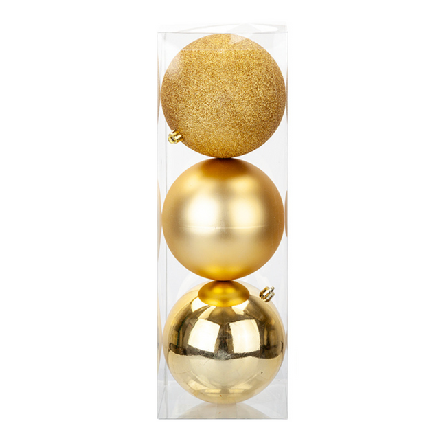 Christmas Baubles Large Gold 3 Pack 12cm