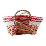 Orla Red Gingham Lining Round Willow Bread Basket