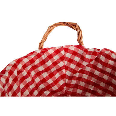 Orla Red Gingham Lining Round Willow Bread Basket